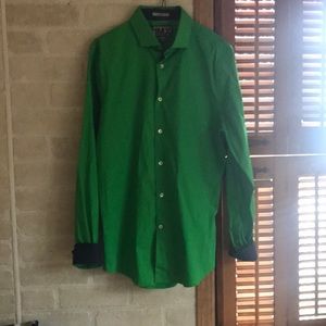 Men’s Fitted Green Button Down Shirt